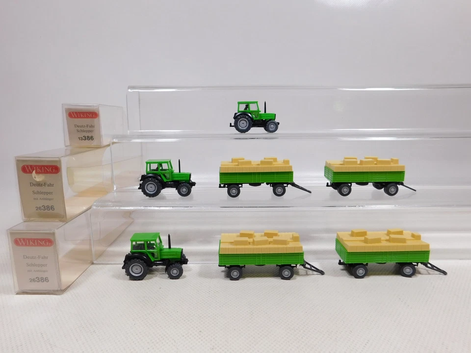 3X Wiking H0 1:87 Modello Schlepper Deutz Fahr 26 386 13 386 Mint+Box #EE999-0,5 - Immagine 2 di 4