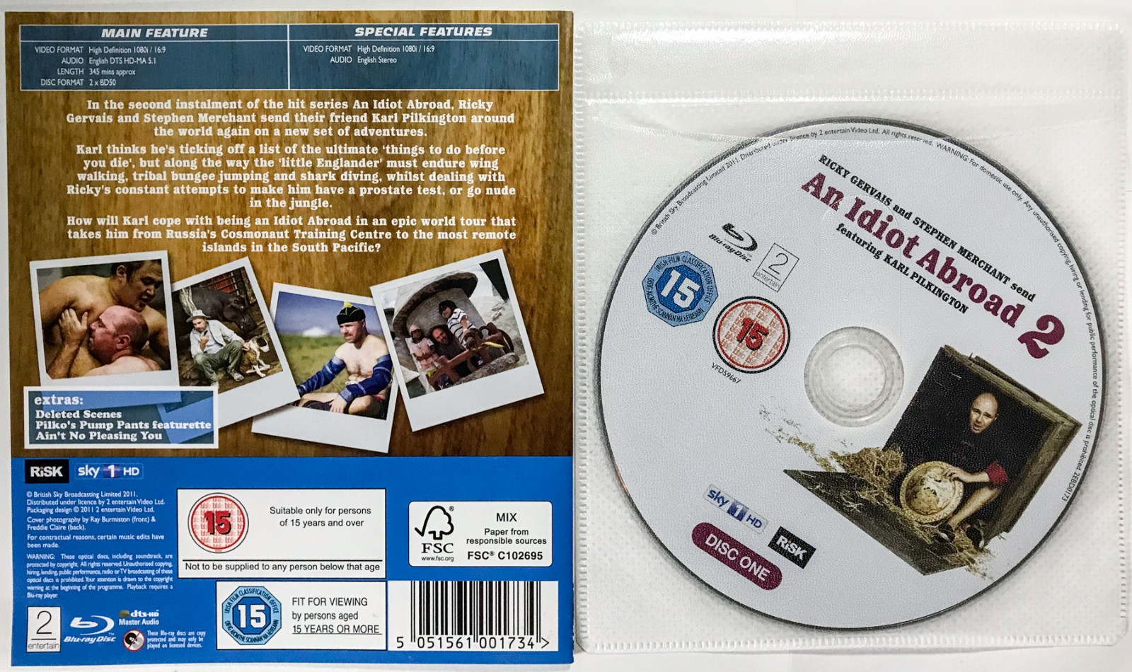 An Idiot Abroad: Series 2 (2011) [15] [2 x BLU-RAY] FREEPOST  *NO CASE
