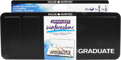 Graduate Watercolor Travel Set, 36 Count Half Pans - Watercolor Paint Set with B