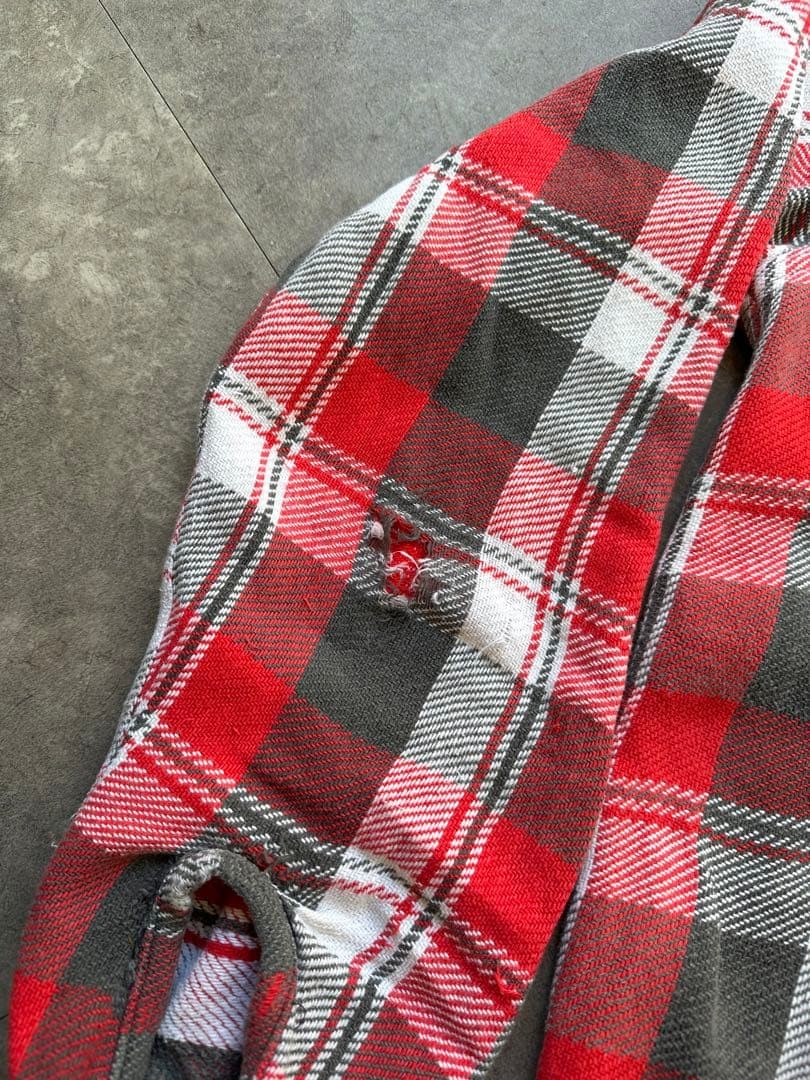 Brent Heavy Flannel Shirt Shoulder 50s Vintage Workwear Rare Gusset Distressed image 6