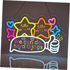 We Can Do Hard Things Neon Sign, Neon Lights Hanging Wall Art Decoration for