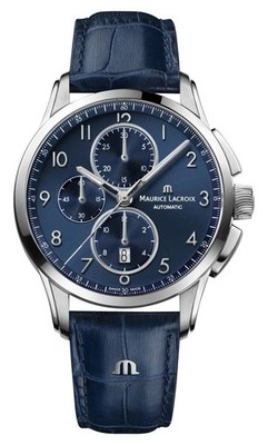 Maurice Lacroix Pontos Automatic Chrono Steel Leather Mens Watch PT6388SS0014204