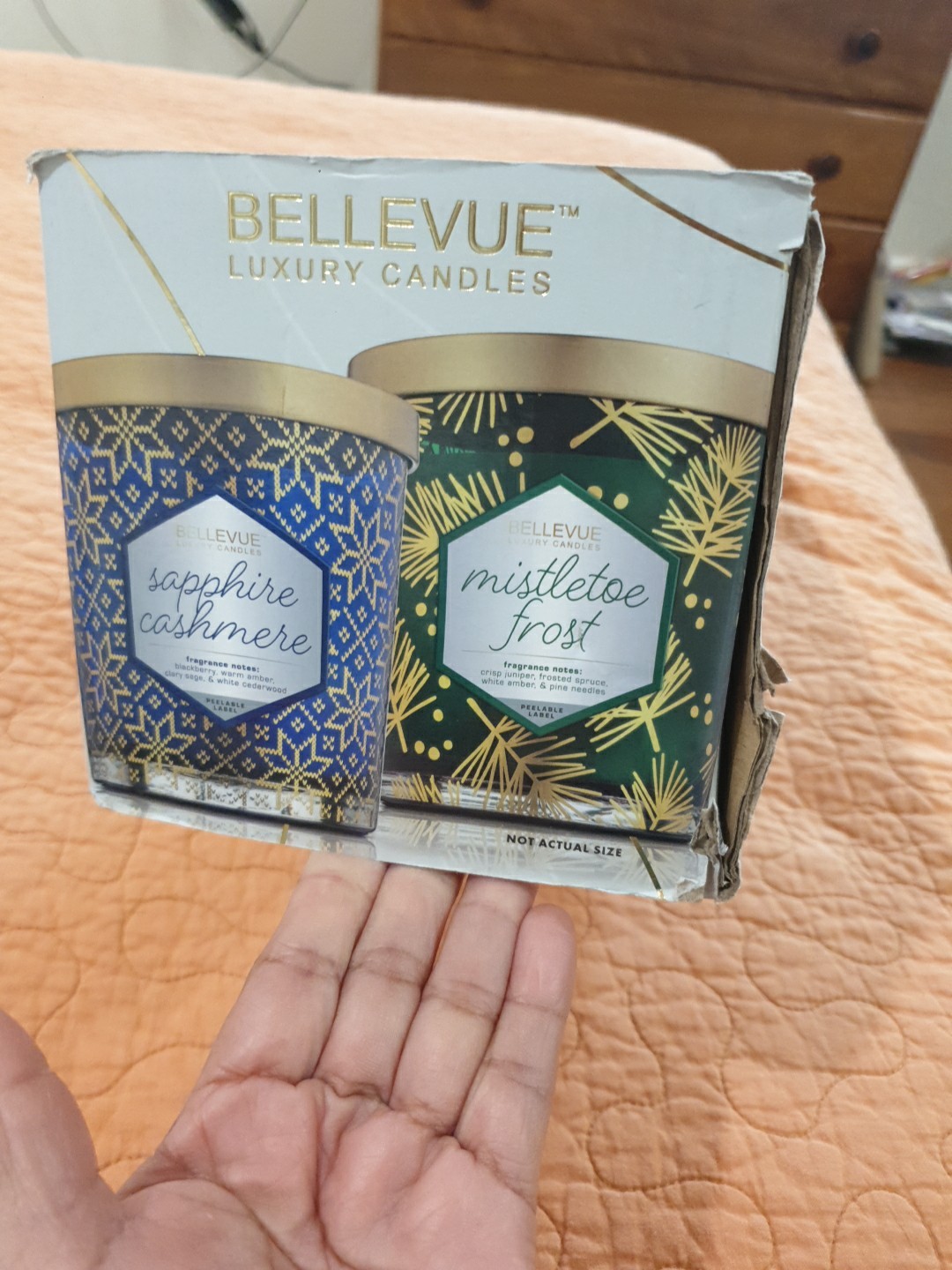 Bellevue Luxury Glass Candle Set 4Pk Soy Blend Lead Free Wicks Removable Labels