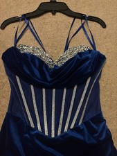 Velvet Blue Strapy Corset Homecoming Dress Small