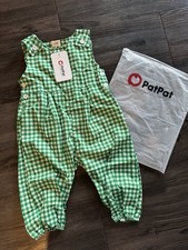 PatPat Unisex Baby 6-9M Green White Gingham Cotton Sleeveless Button