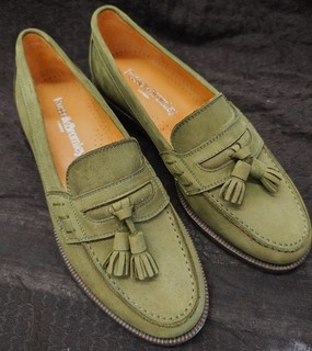 Ladies RUSSELL & BROMLEY Leather Khaki Tassel Loafers EU Size 41New CG M18