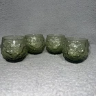 Vintage 4 Anchor Hocking Lido Milano Glass 8oz Avocado Green Roly Poly Rocks Set