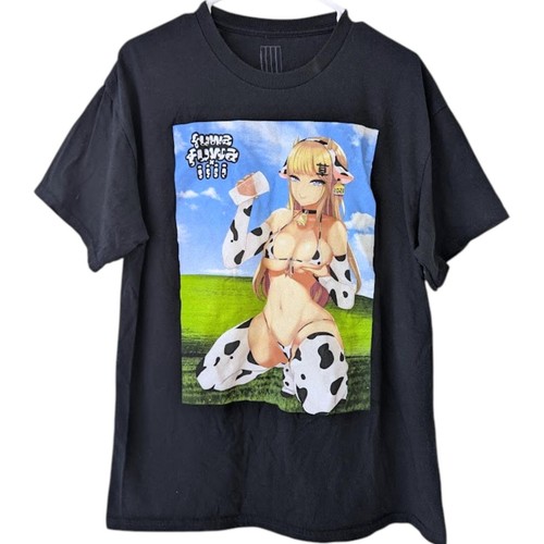 Fuwa Fuwa x Mommy Milkers Foureyes Anime Cowgirl Black T-Shirt L Waifu Ecchi Art
