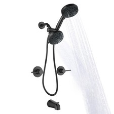 2 Handle Shower Faucet Set with Tub Spout Matte Black Two Handle Shower Fauce...