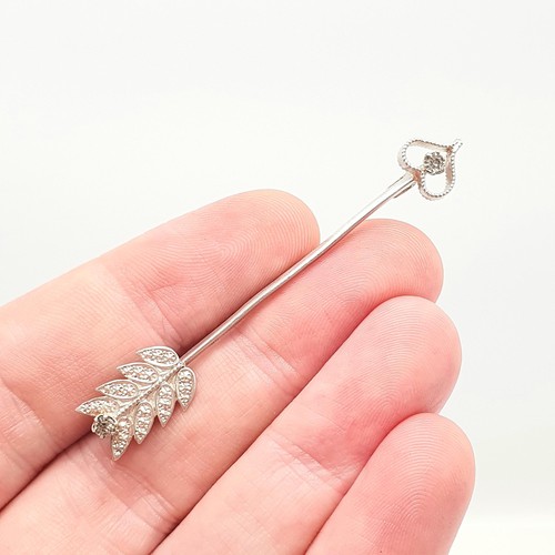 Antique CHARLES HORNER Sterling Silver Arrow Brooch Diamond Paste Victorian
