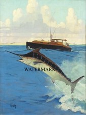 Lynn Bogue Hunt - 1940 Blue Marlin Ernest Hemingway COVER -  24x30 Print REPRO