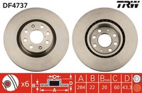 2X TRW Bremsscheibe DF4737 FüR Corsa Opel Adam Fiat Punto M13 EVO X15 S07 Cdti