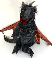 18" Folkmanis Black Dragon Hand Puppet Halloween Large Fairy Tail Expanding Wing