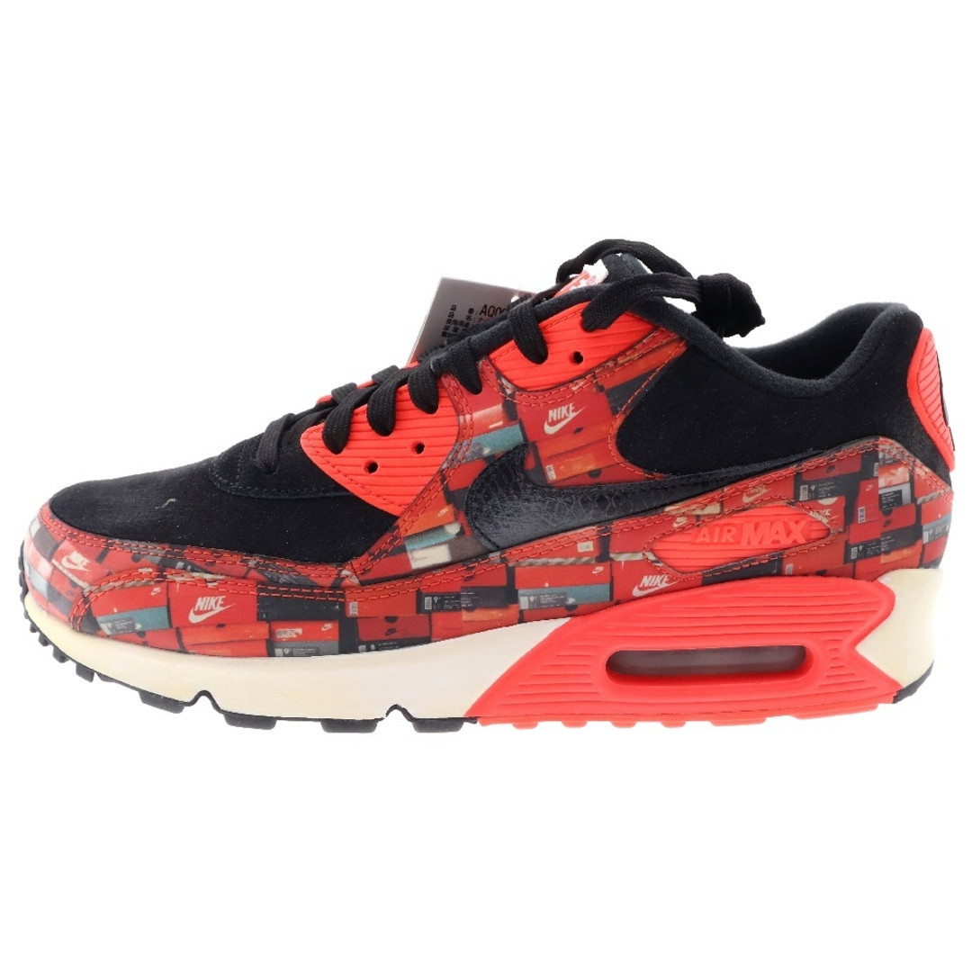NIKE x ATMOS AIR MAX 90 PRNT LOW TOP SNEAKERS BLACK RED US9.5 27.5 