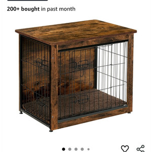 Dwanton Wooden Small Dog Crate Furniture with Cushion, Rustic Brown, 27.2"