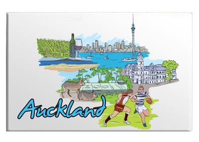 Fridge Magnet Auckland Sky Tower Zoo Waiheke Island Botanic Gardens Tourist Gift