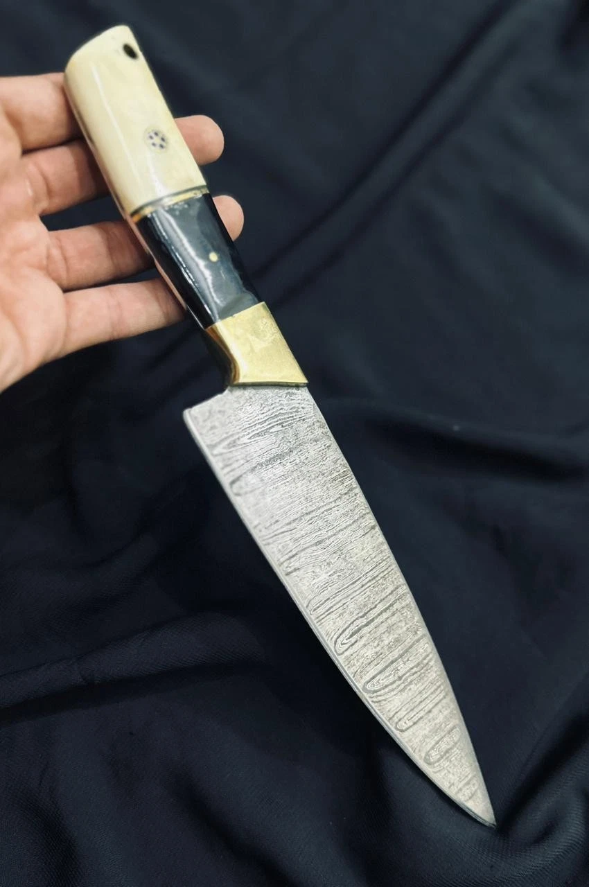 WAMBLI - HANDMADE DAMASCUS CHEF KNIFE 8” BONE HANDLE RAZOR SHARP KITCHEN KNIFE