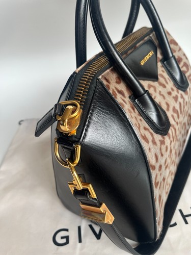 GIVENCHY Borsa a tracolla piccola Antigona borsetta grigio leopardato usata con borsa portaoggetti - Foto 5 di 24