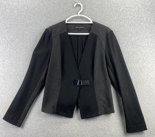 Donna Degnan 12 Black Cropped Jacket Open Front Long Sleeve Career