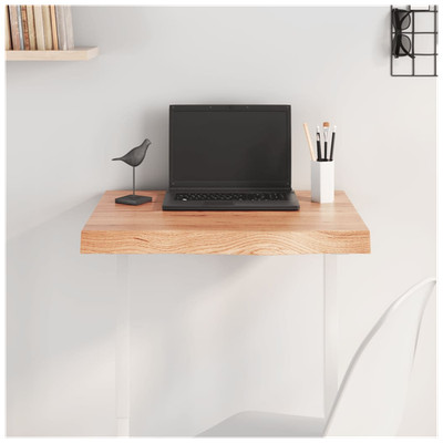 Tischplatte Eiche massiv unbehandelt hellbraun 60x50x6cm Live Edge Handarbeit rustikal XL