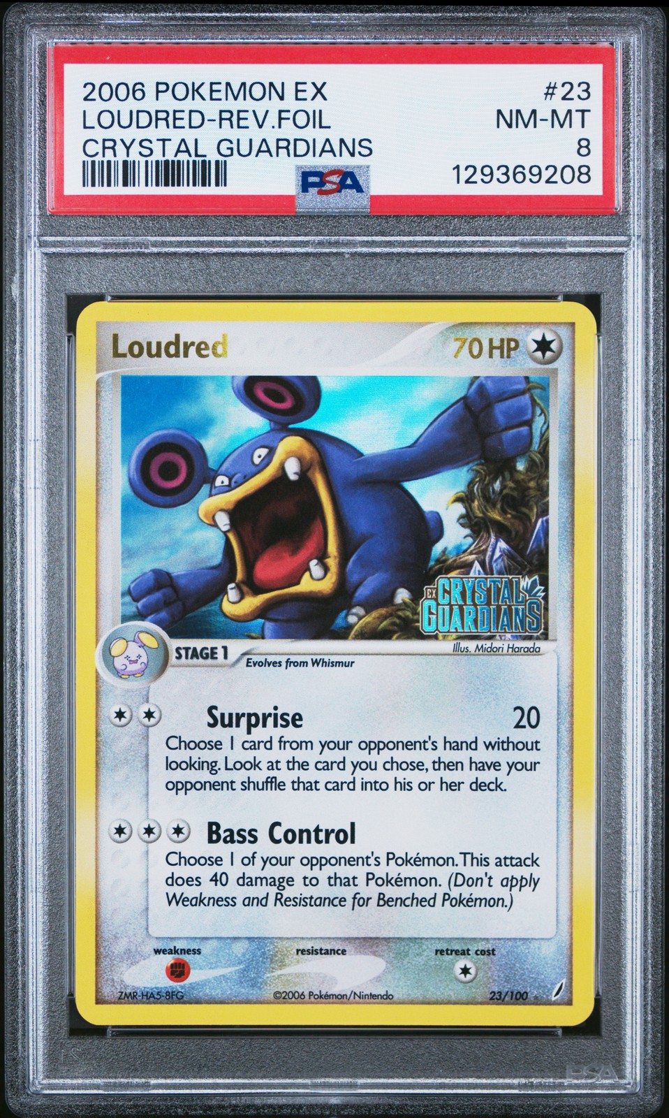2006 POKEMON EX CRYSTAL GUARDIANS #23 LOUDRED-REVERSE FOIL PSA 8