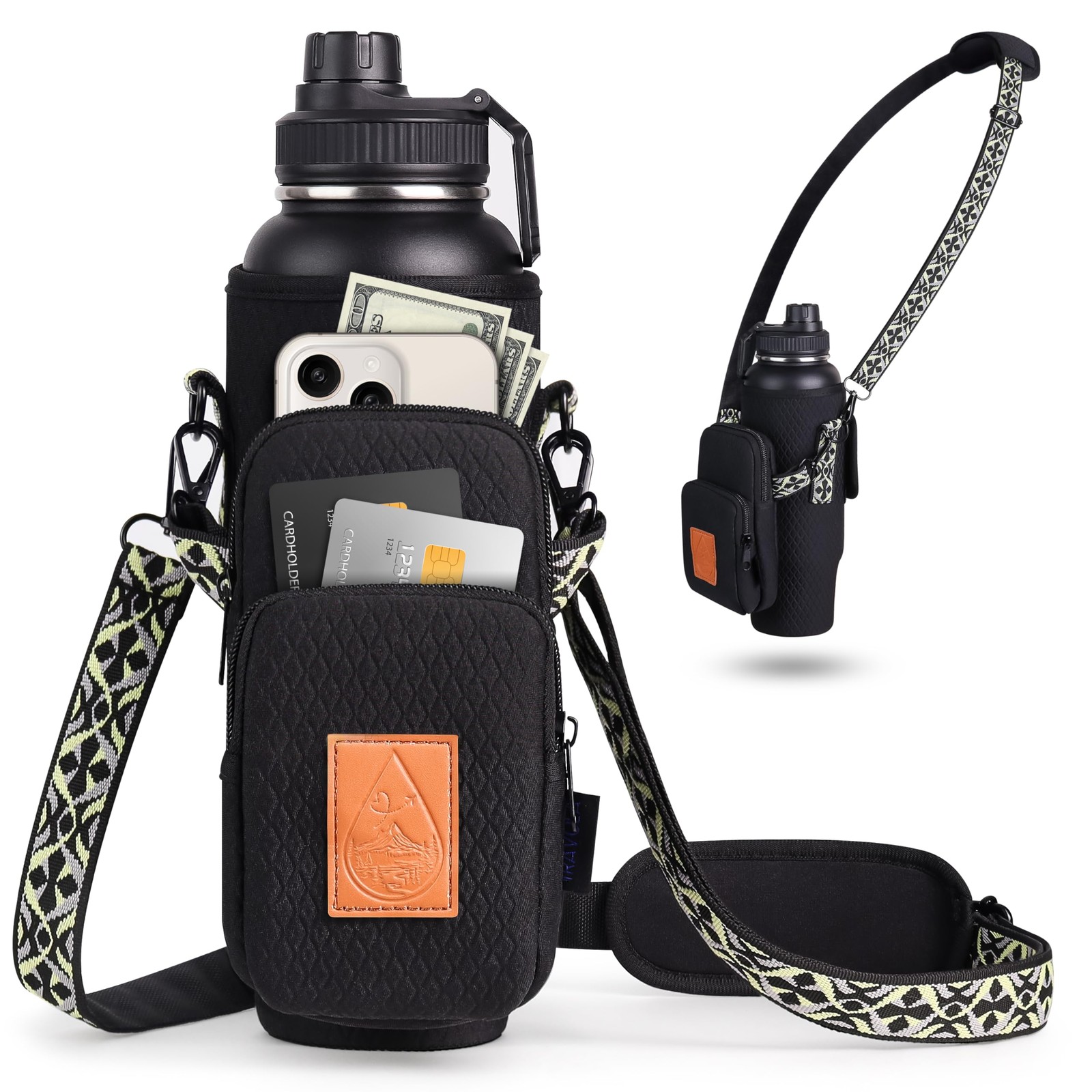 RFID Crossbody Bag for women with water-bottle holder, cell-phone sling, and ...