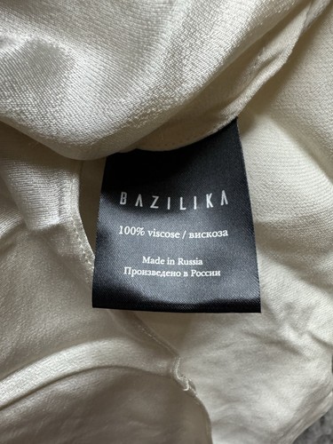 Bazilika Viscose Silk Slim Fit Sleeveless Ribbed Maxi Dress Ivory White Small - Picture 5 of 10