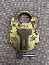 Vintage Squire No.770 Old English Solid Brass Padlock with Key & Fully Working