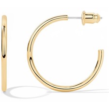 14K Yellow Gold-Plated, Lightweight, Thin, Open Hoop Earrings For Women 30MM Ho