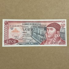 Mexican 20 Pesos Banknote. Pyramid at Teotihuacan MEXICO Memorabilia Currency.