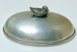Vintage La Maison De L'etain 95% Pewter Etain Swan Duck Baking Dish LID