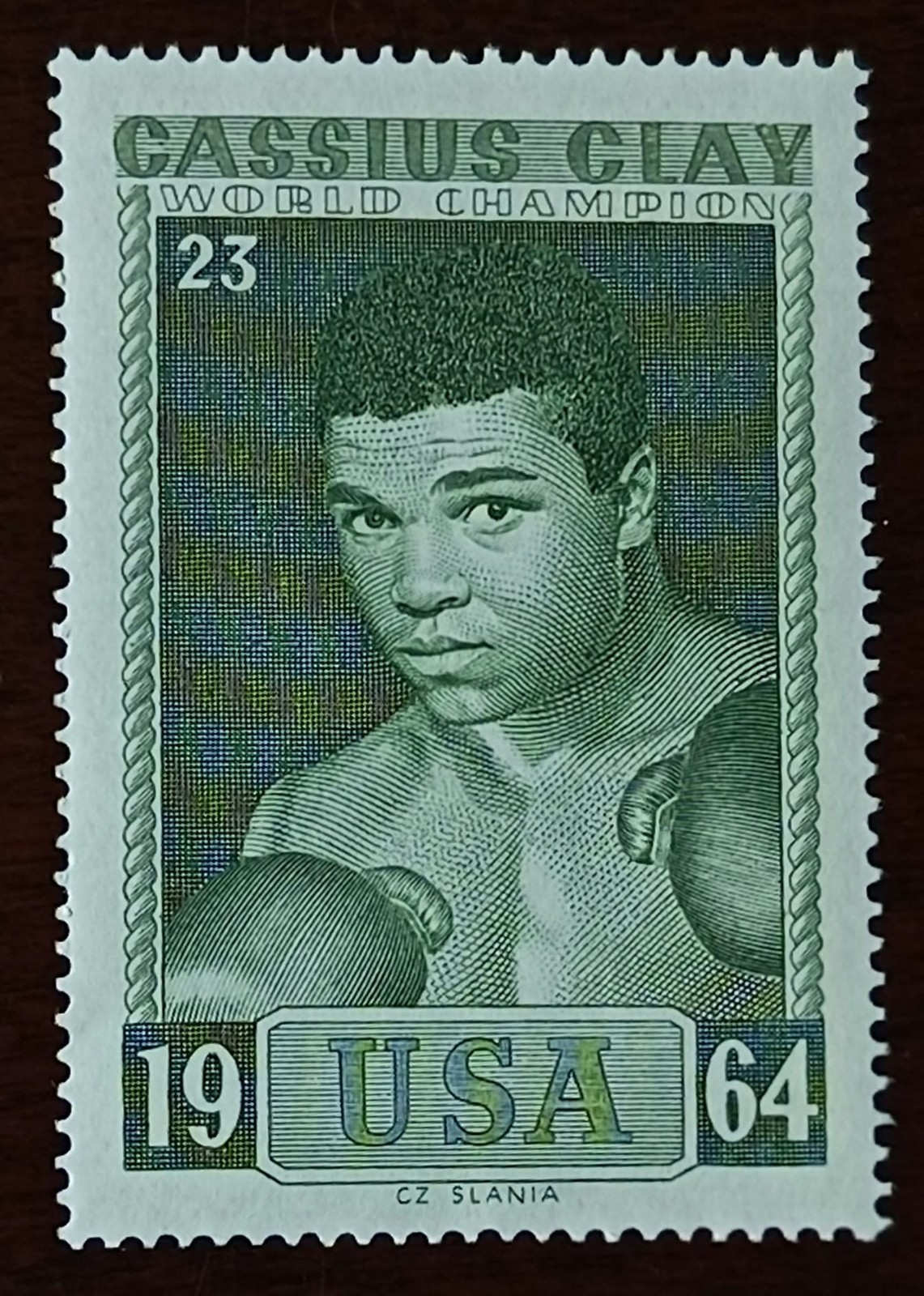 1964 Slania Stamp #23 Cassius Clay Muhammad Ali World Champion Boxers Vintage