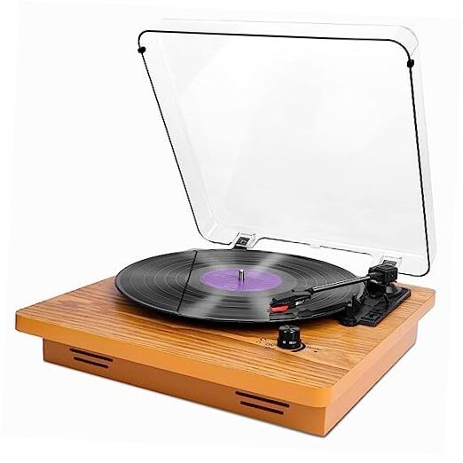 Vintage 3-Speed Record Player with Hall-Level Audio, No Bluetooth-image
