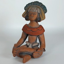 Art Pottery Terra Cotta Clay Tribal Aztec Mayan Figurine Statue Inah Mexico 4"