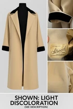 Vintage Stroock Wool Coat M/L – Velvet Trim Long Retro Coquette Old Money Style 