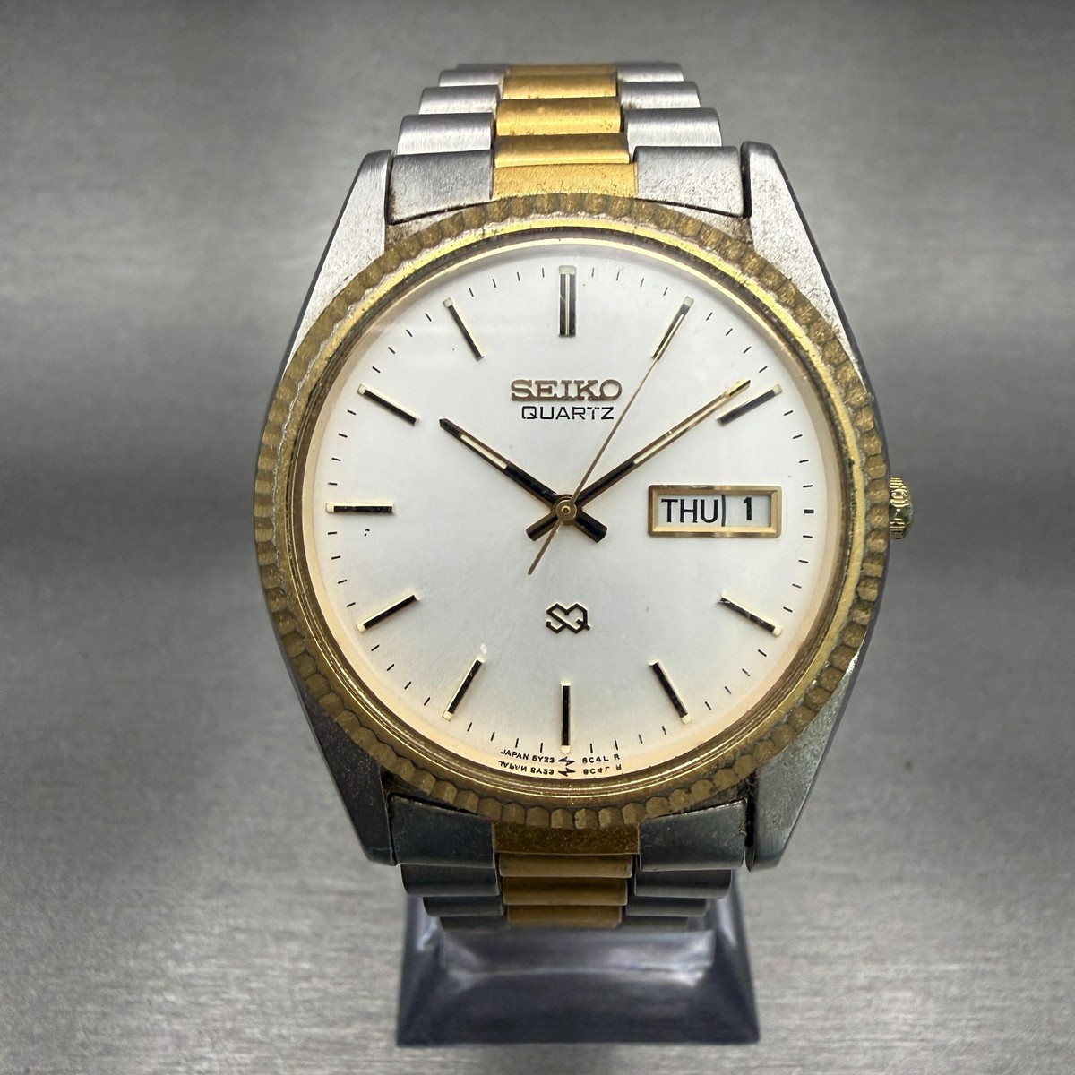 Seiko President Watch Men 35mm Silver Dial Two Tone Daydate 5Y23