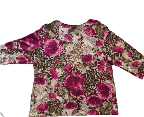 Karen Scott Damen Top bunt geblümt/Paisley 3/4 Arm Größe 2X - Bild 3 von 8