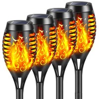 4X Solarleuchten 12LED Solar Fackel Gartenfackeln Mit Flammeneffekt Solarlampen