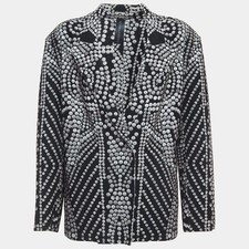 Norma Kamali Black Printed Lycra Single Breasted Straight Fit Jacket M