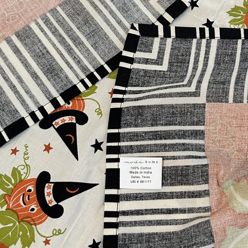 复古 Moda 家庭万圣节南瓜棉桌布 52 英寸 x 65 英寸复古风格 — 第 3/3 张图片