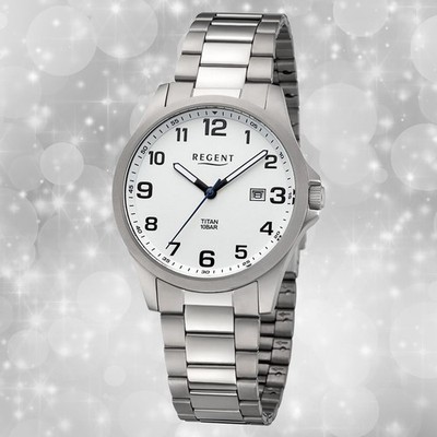 Armbanduhr Titan silber Herren Uhr Analog Regent Titan-Uhren URBA777