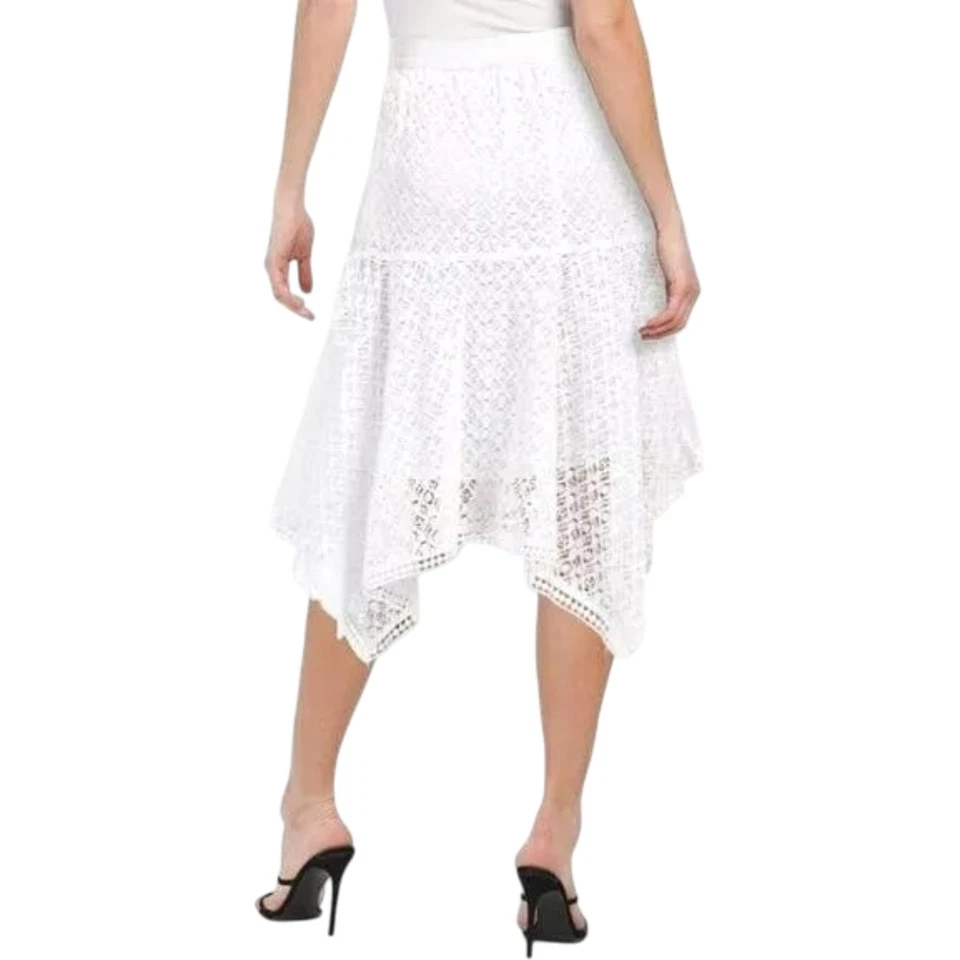 Nueva falda midi Studio West para mujer superpuesta de encaje mezcla de algodón dobladillo asimétrico Foto 2 de 4