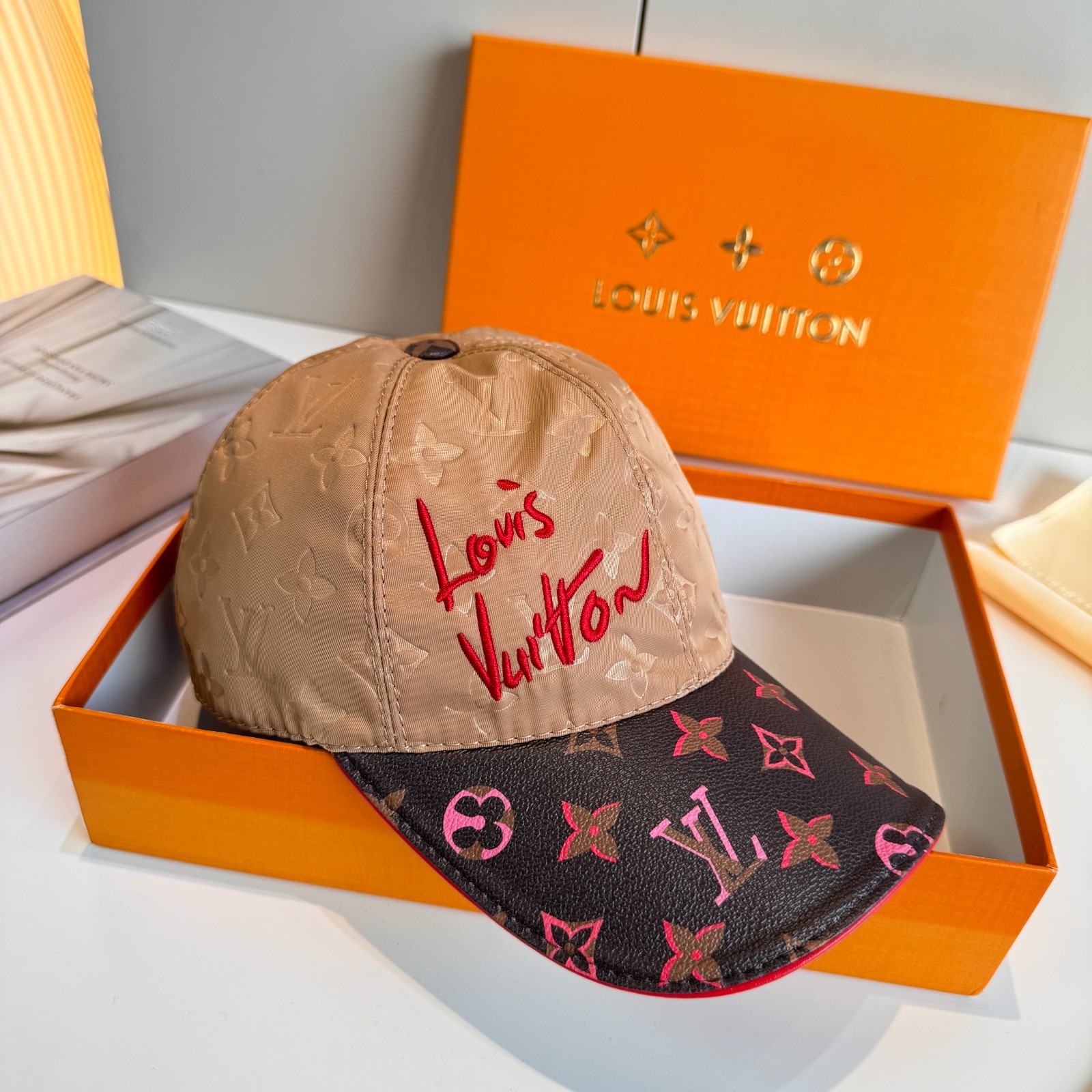 Moncler Unisex Two-Tone Khaki Baseball Cap