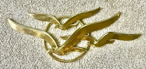Vintage Syroco Seagulls In Flight Wall Art Gold Plastic 1978 28” MCM Mid Century