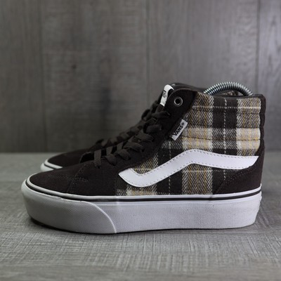 VANS Filmore Hi Women Suede Athletic Platform Shoes Sneaker Size 6.5 Brown Plaid