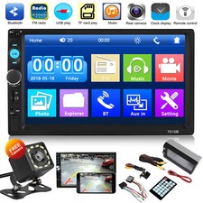 2 DIN 7" HD Car Stereo Radio MP5 Player Bluetooth Touch Screen W/ Rear Camera