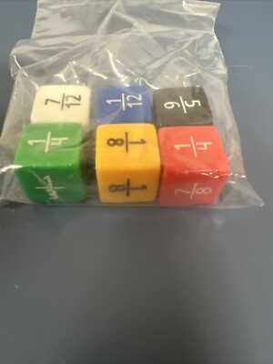 Fraction Dice Set of 6 Educational Homeschool Small Groups Games Activities New