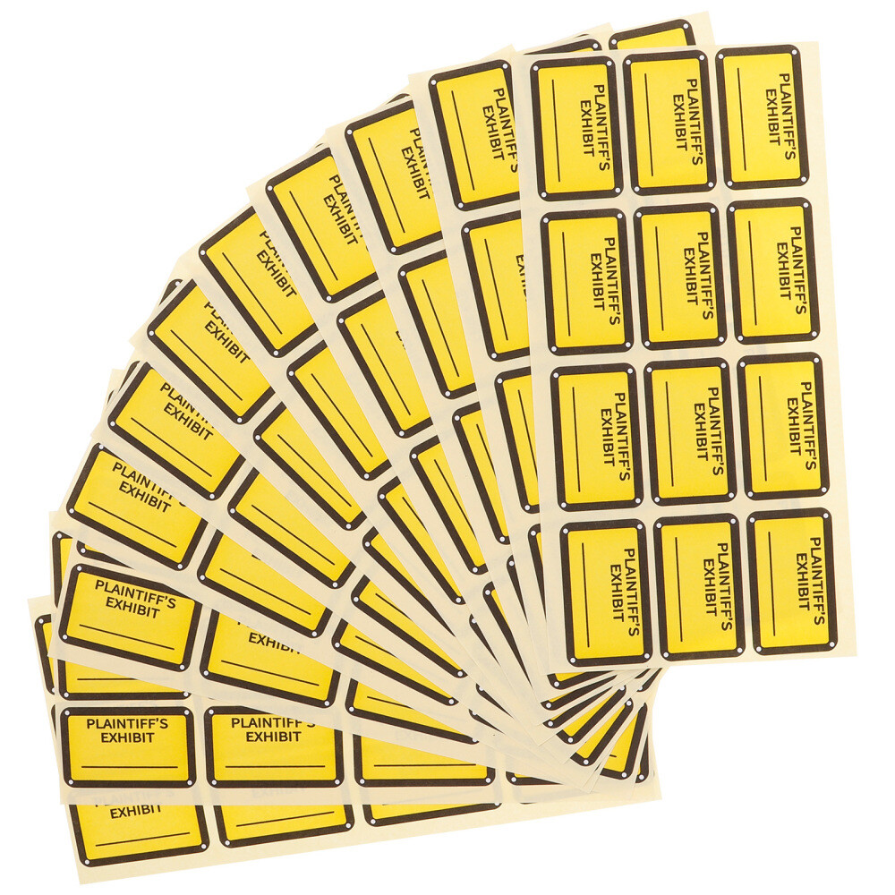12 Sheets Labels Stickers Exhibit Legal Plaintiff's Exhibits eBay