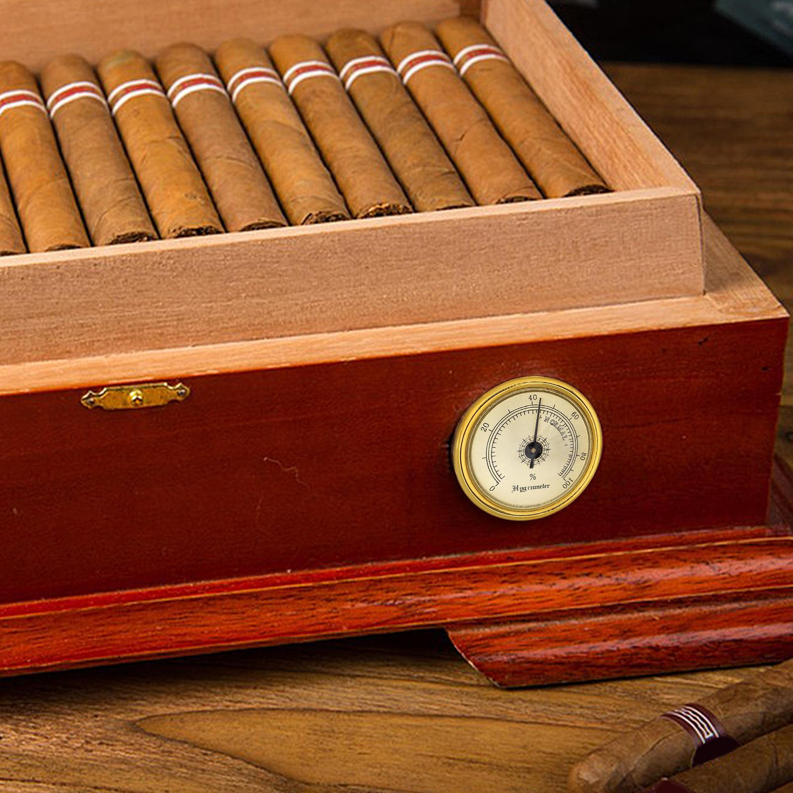 Mechanical Cigar Humidor Hygrometer Round Gold Gauge Cigars Humidity
