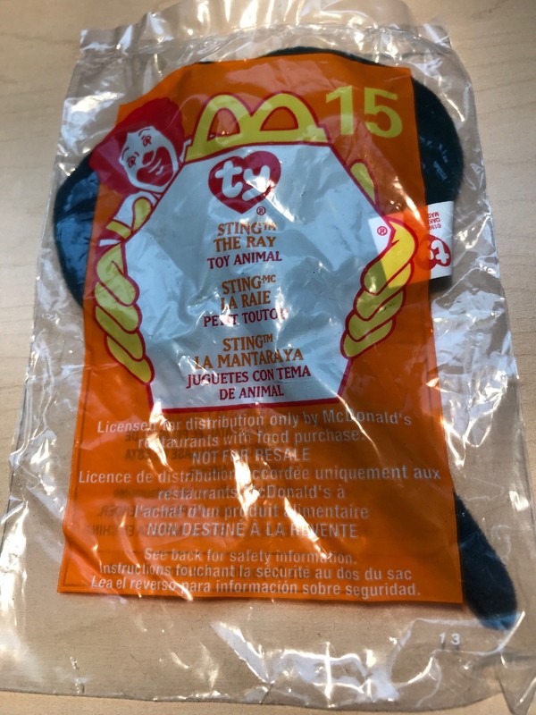 Mini Ty McDonald's Teenie Beanie Babies Plush Toy # 15 Sting, new, sealed